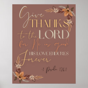 Erntedank Scripture Wall Art-1 Psalm 136:1 Poster
