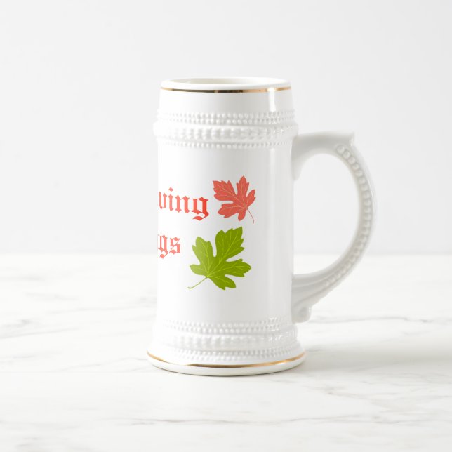 Erntedank Segen Stein mit Herbstblättern Bierglas (Rechts)