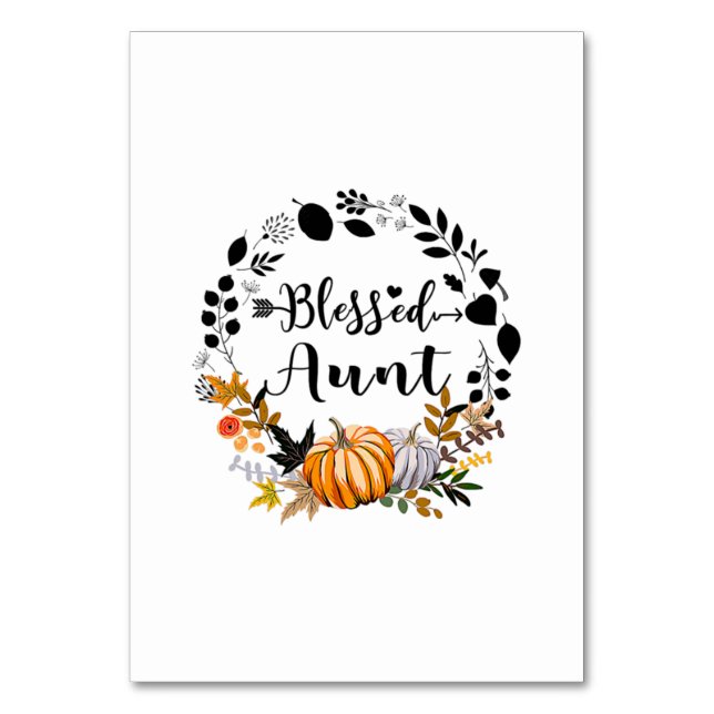 Erntedank Seligen Tante Pumpkin Erntedank Tischnummer (Vorderseite)