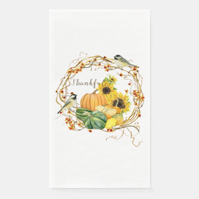 Erntedank Sonnenblume Dank Fall Pumpkin Serviette (Vorderseite)