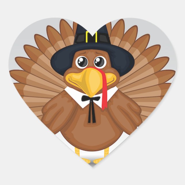 Erntedank Stickers/Türkei Herz-Aufkleber (Vorderseite)