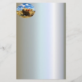 Erntedank Strohwagen im Feld Briefpapier