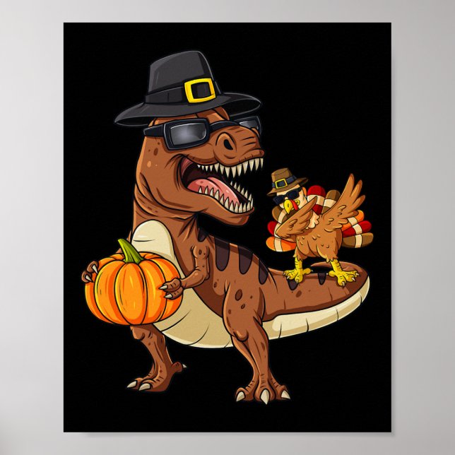 Erntedank T Rex Dabbing Türkei Spaß Jungs Mädchen  Poster (Vorne)