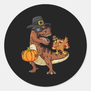 Erntedank T Rex Dabbing Türkei Spaß Jungs Mädchen Runder Aufkleber