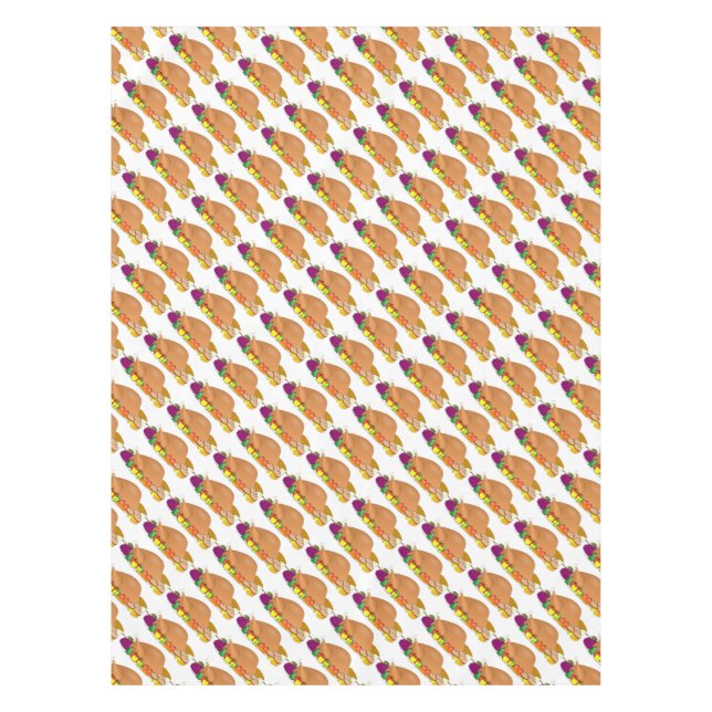 Erntedank Tablecloth/Turkey on Platter Tischdecke (Vorderseite)