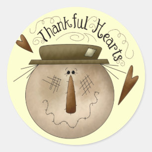 Erntedank Thankful Hearts Round Stickers