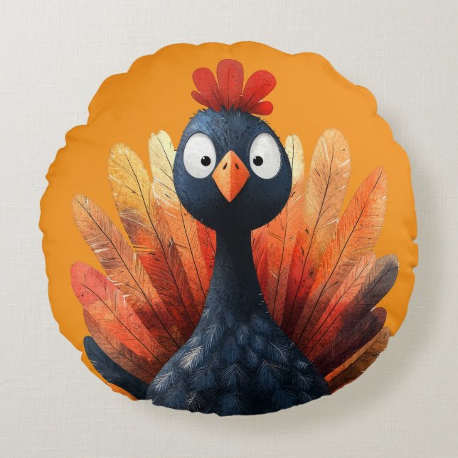 Erntedank Themed Throw Kissen mit der Türkei (Vorderseite)