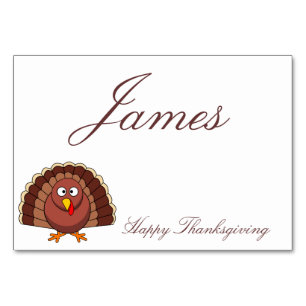 Erntedank-Tischkarten mit Cartoon Türkei Tischnummer