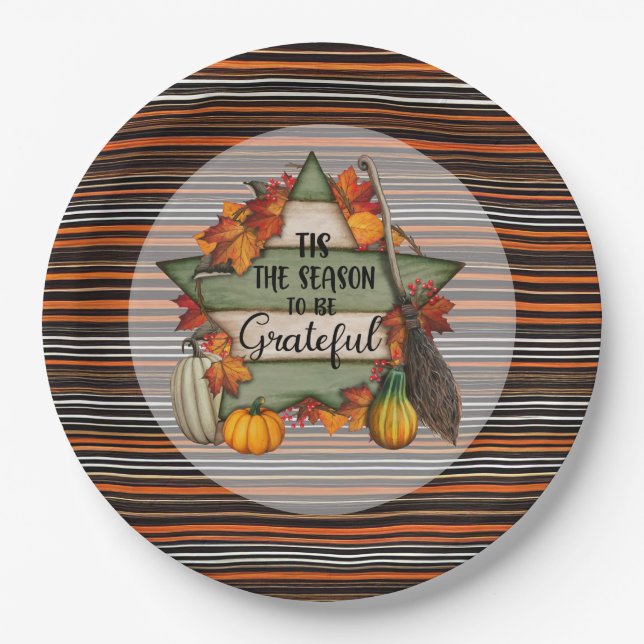 Erntedank Trendy Schöne Herbstkollektion Pappteller (Vorderseite)