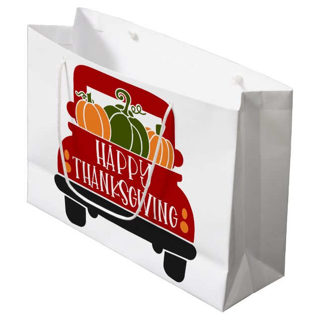 Erntedank Truck Große Geschenktüte (Vorderseite Schrägansicht)