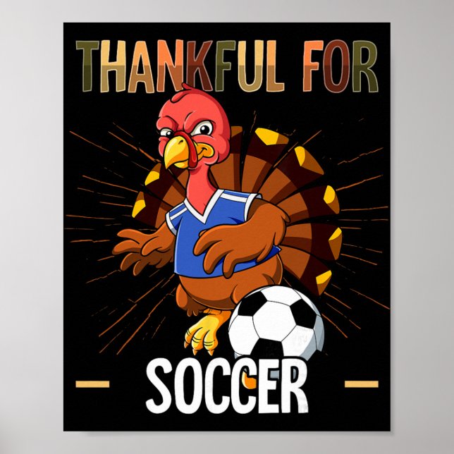 Erntedank-Truthahn dankbar für Fußball Poster (Vorne)