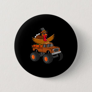 Erntedank Truthahn fährt Monstertruck  Button