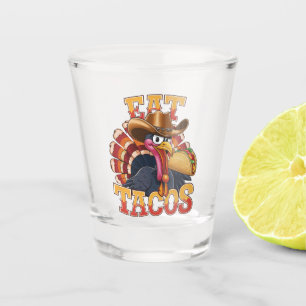 Erntedank Truthahn isst Tacos  Lustiger Mexikaner Schnapsglas