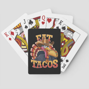 Erntedank Truthahn isst Tacos  Lustiger Mexikaner Spielkarten