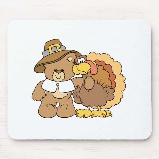 Erntedank Truthahn Teddybär Design Mousepad (Vorne)