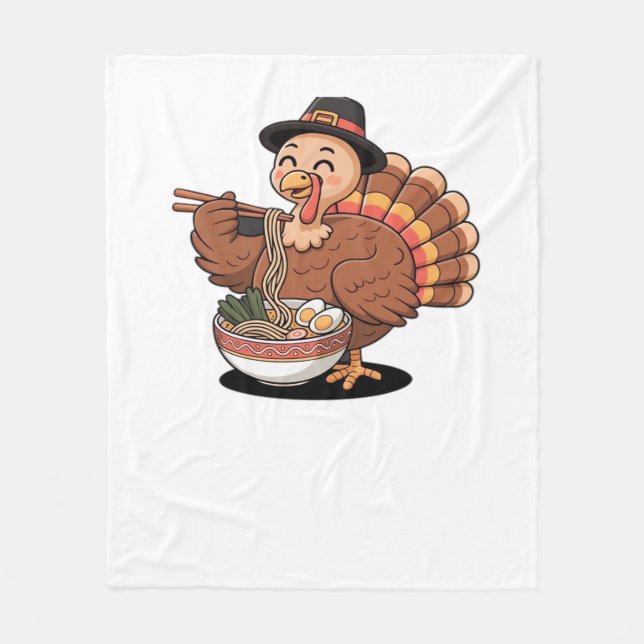 Erntedank Truthühner frisst Ramen Oversized T - Sh Fleecedecke (Vorderseite)