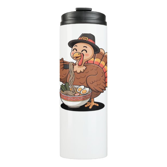 Erntedank Truthühner frisst Ramen Oversized T - Sh Thermosbecher (Vorderseite)
