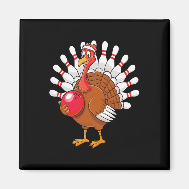 Erntedank Türkei Bowling Button Matching Team 1 Magnet (Vorne)
