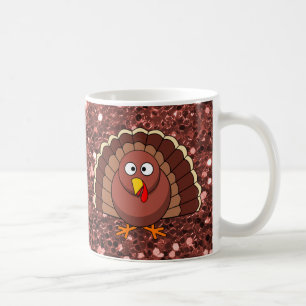 Erntedank Türkei Burnt Orange Imitats Glitzer Kaffeetasse