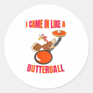 Erntedank Türkei Butterball Funny Pole Runder Aufkleber