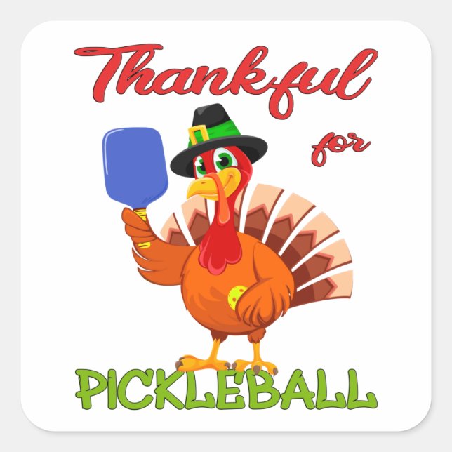 Erntedank Türkei - Danke für Pickleball Quadratischer Aufkleber (Vorderseite)