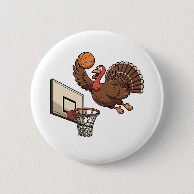 Erntedank Türkei Dunking Basketball Funny Button (Vorderseite)