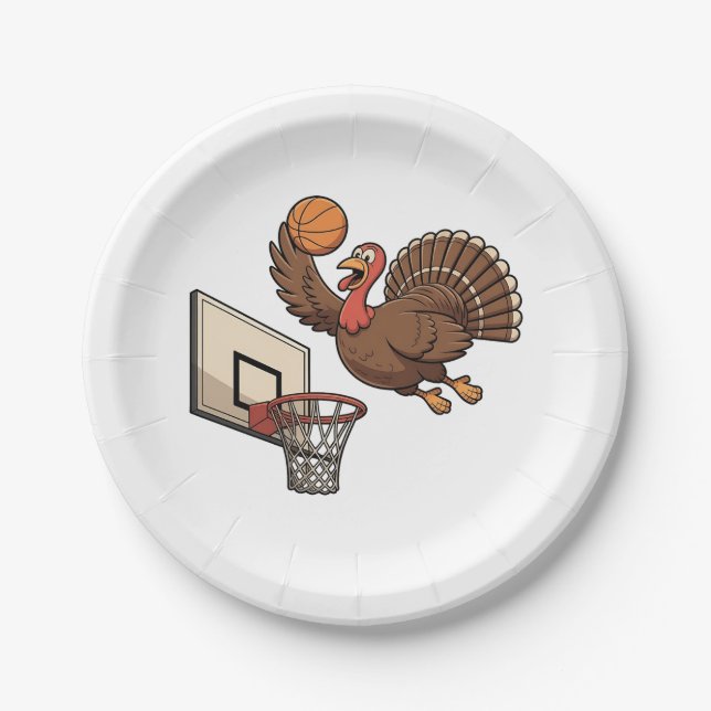 Erntedank Türkei Dunking Basketball Funny Pappteller (Vorderseite)