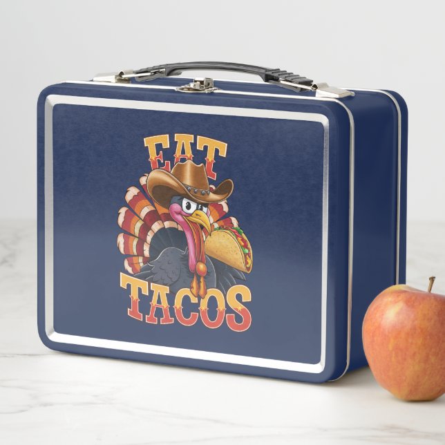 Erntedank Türkei Eat Tacos Funny mexikanisch Metall Brotdose (Beispiel)