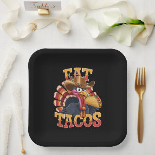 Erntedank Türkei Eat Tacos Funny mexikanisch Pappteller