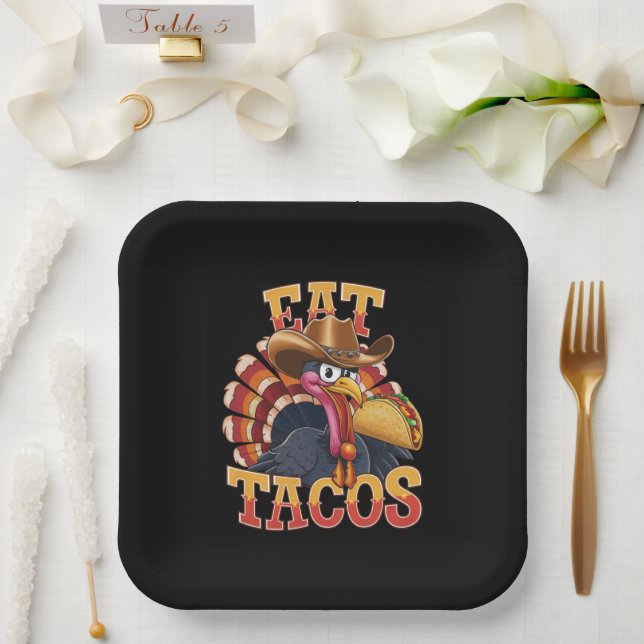 Erntedank Türkei Eat Tacos Funny mexikanisch Pappteller (Hochzeit)