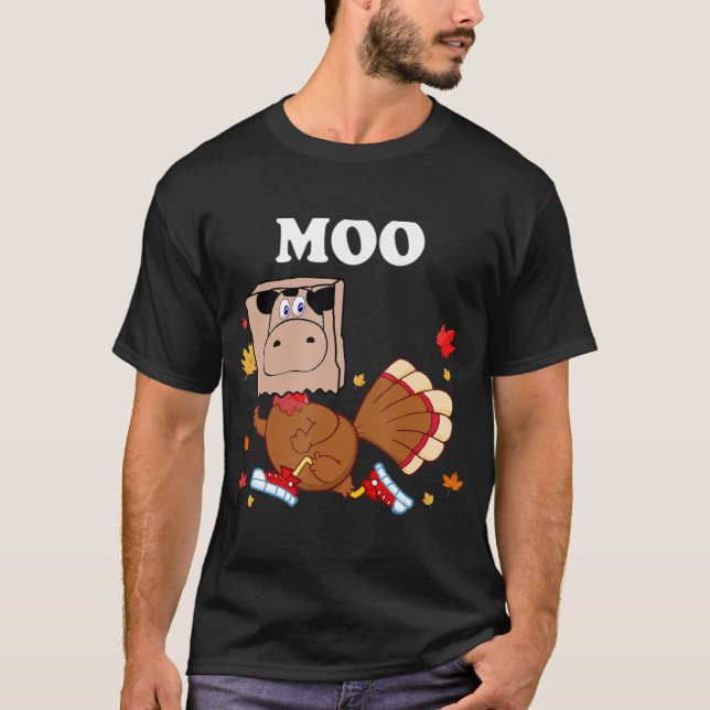 Erntedank Türkei Fake Kuh Moo Erntedank Turk T-Shirt (Vorderseite)
