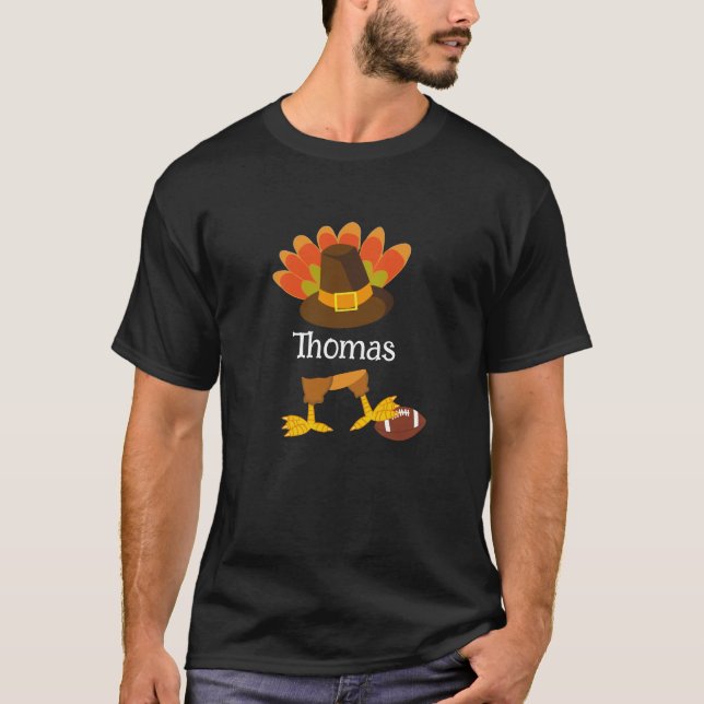 Erntedank Türkei Football Cartoon Custom T-Shirt (Vorderseite)