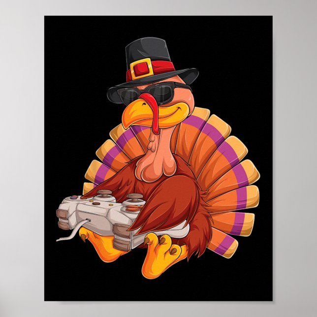 Erntedank Türkei Gamer Boys Kinder Teens Gam Poster (Vorne)