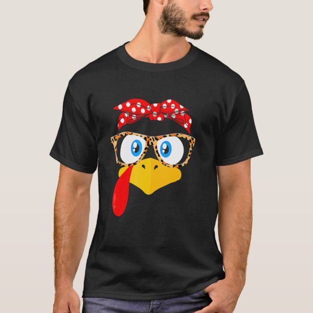 Erntedank Türkei gegenüber Leopard Druckbrille T-Shirt (Vorderseite)