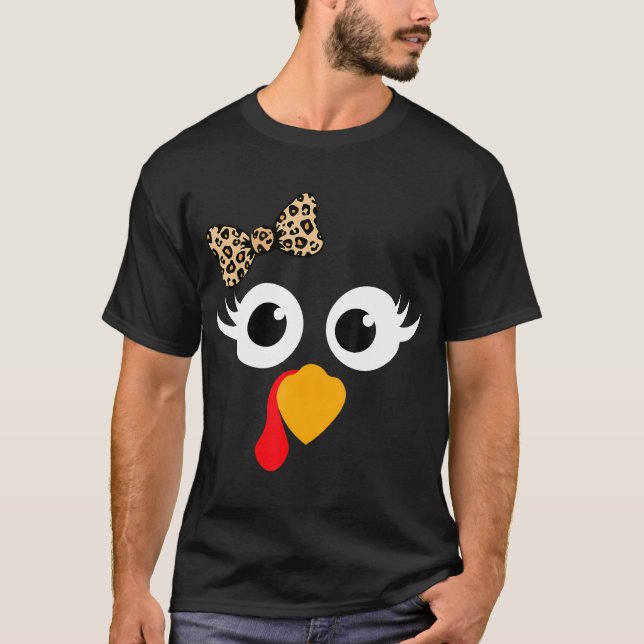 Erntedank Türkei gegenüber Leopard Print Eyelashes T-Shirt (Vorderseite)