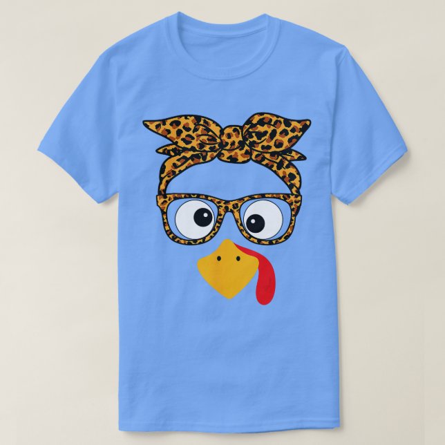 Erntedank Türkei gegenüber Leopard Print Glasses A T-Shirt (Design vorne)