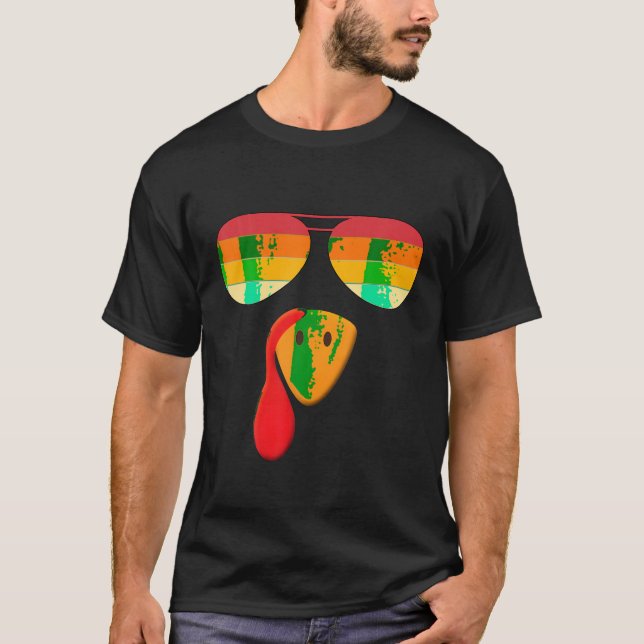 Erntedank Türkei gegenüber Leopard Print Glasses W T-Shirt (Vorderseite)