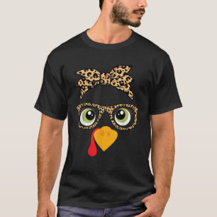 Erntedank Türkei gegenüber Leopard Print Glasses W T-Shirt