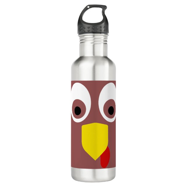 Erntedank Türkei Gesicht Edelstahlflasche (Vorderseite)