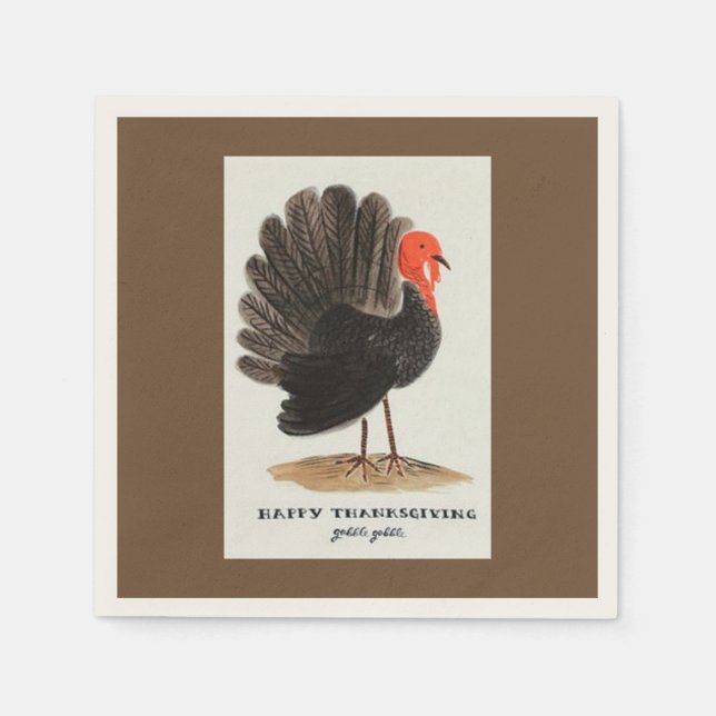 Erntedank Türkei Gobble Gobble Serviette (Vorderseite)