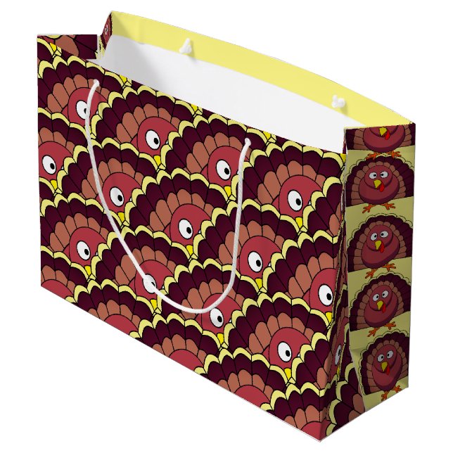 Erntedank Türkei Große Geschenktasche Geschenktüte (Rückseite Schrägansicht)