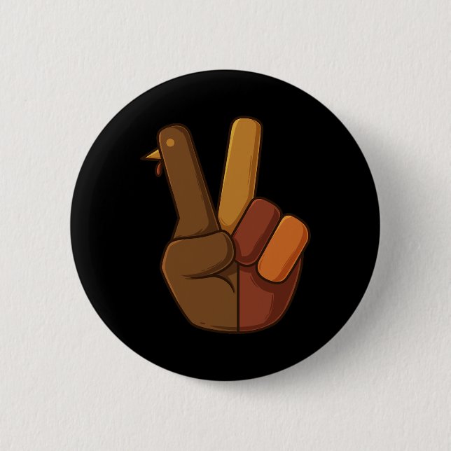 Erntedank Türkei Hand Friedenszeichen Spaß Kinder Button (Vorderseite)
