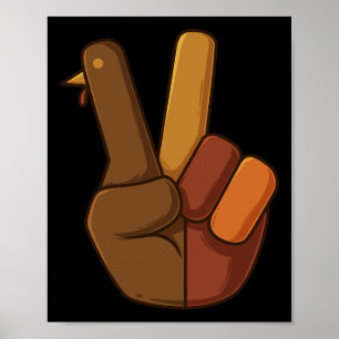 Erntedank Türkei Hand Friedenszeichen Spaß Kinder Poster