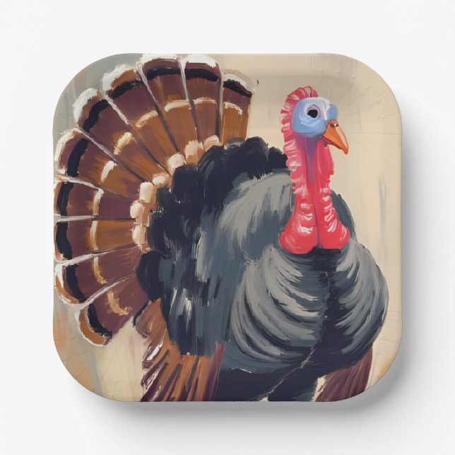 Erntedank Türkei | Happy Thanksgiving Party Pappteller (Vorderseite)