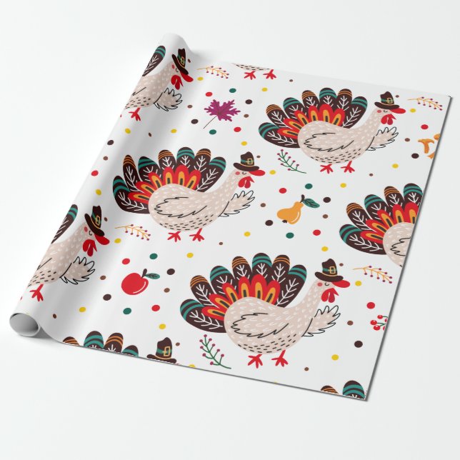 Erntedank Türkei Herbst Herbst Verweigerung Muster Geschenkpapier (Ungerollt)