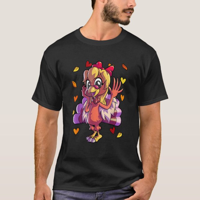 Erntedank Türkei konfrontiert Red Bow Girls Thanks T-Shirt (Vorderseite)