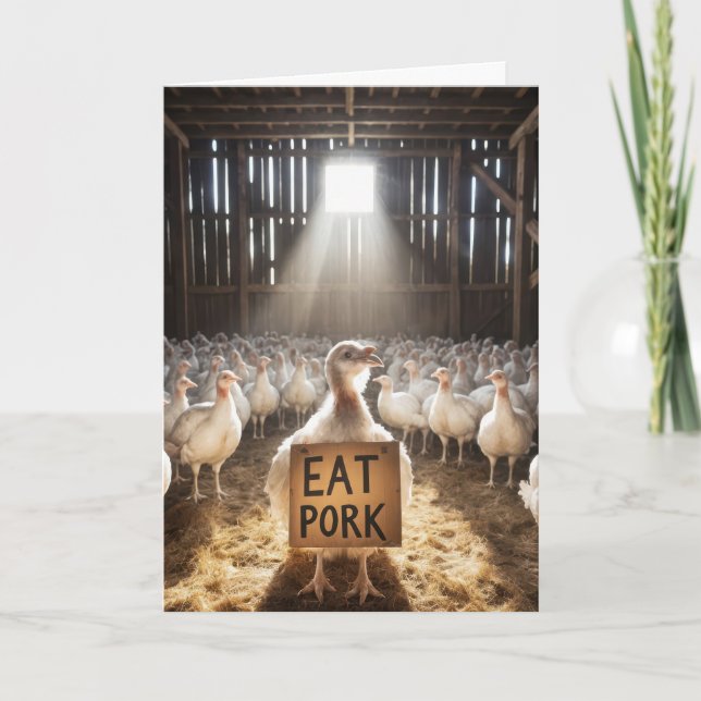 Erntedank Türkei mit dem Zeichen "Schweinefleisch  Karte (Vorderseite)