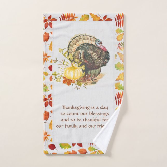 Erntedank Türkei mit Herbstlauben im Herbst Handtuch (Handtuch)