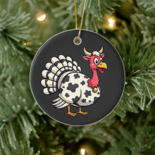Erntedank Türkei Moo Cow Head Funny Fall Familie Keramik Ornament