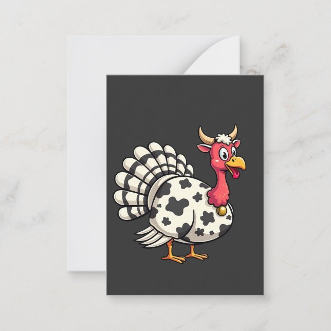 Erntedank Türkei Moo Cow Head Funny Fall Familie Mitteilungskarte (Vorderseite)